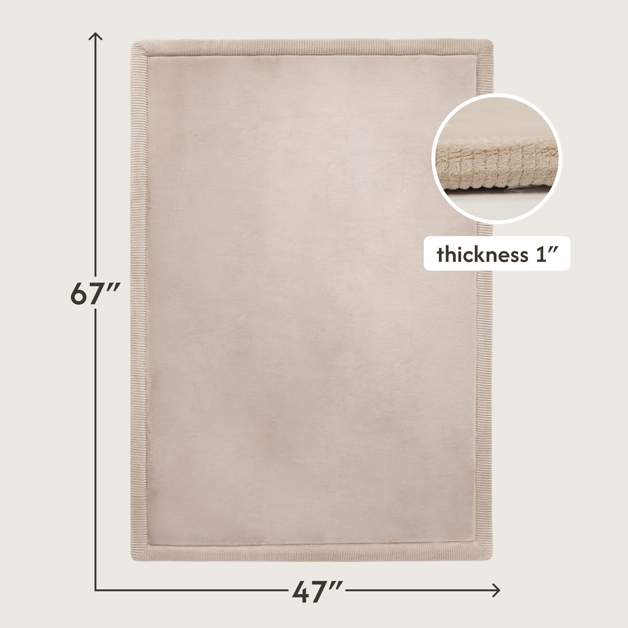 Wolkenweiche Spielmatte Baby 170x120x2,5cm, beige – Kinderzimmer Teppich mit hochwertigem Memory-Schaum