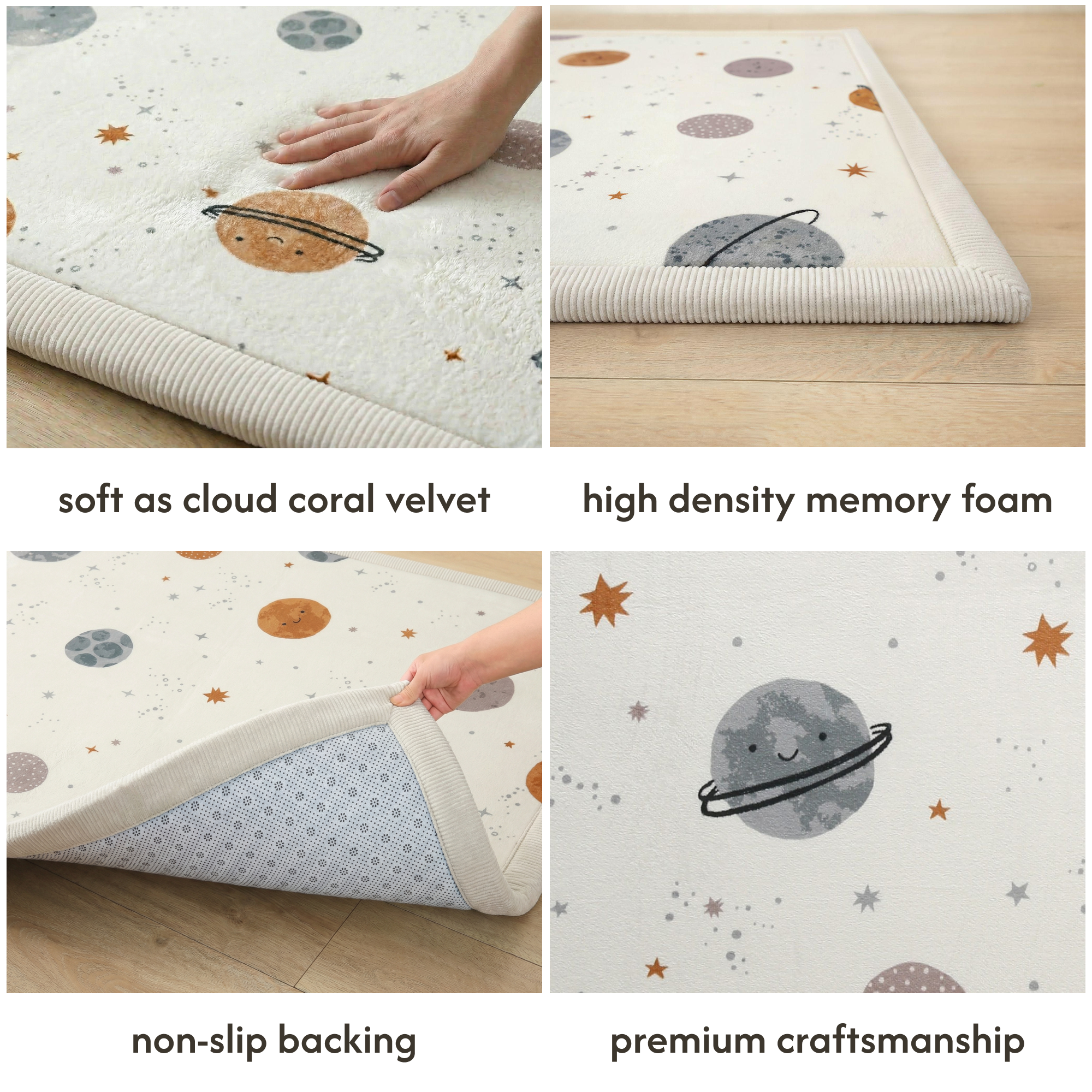 Hakuna Matte Wolkenweicher Kinderteppich mit Design | Planeten