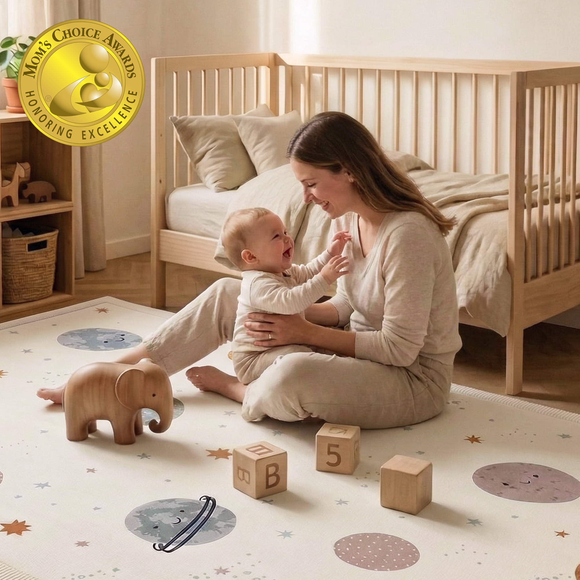 Hakuna Matte Wolkenweicher Kinderteppich mit Design | Planeten