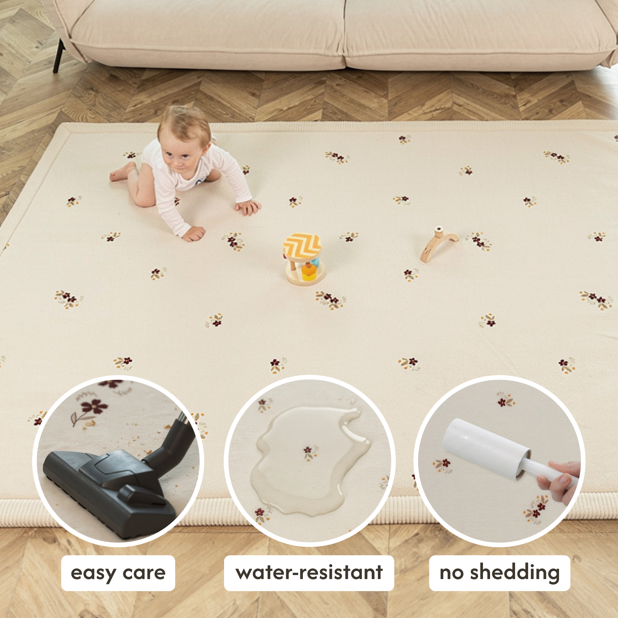 Hakuna Matte Wolkenweicher Kinderteppich mit Design | Blumen